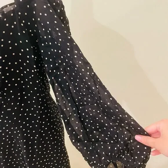 REFORMATION $278 heart shape ruffle Polka Dot Print Long Dress 14 - Picture 6 of 8